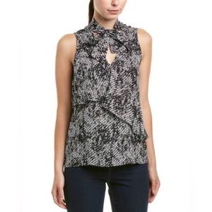 NWT Parker Tie Neck Sleeveless Blouse Reptile L